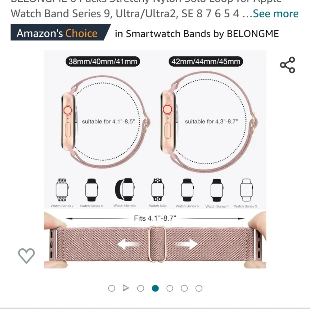 6 pack stretchy Nylon Solo Loop for Apple Watch new never opened